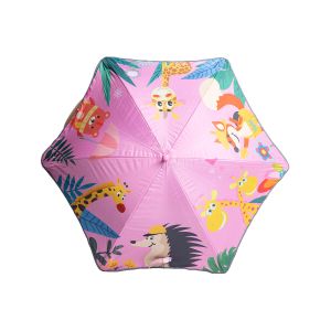 Otroški dežnik GREEDO ZOO plastični ročaj, ročno odpiranje, motiv zoo