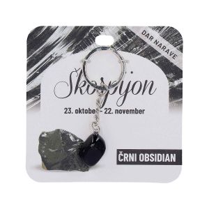 Obesek za ključe Zodiak, obsidian