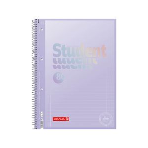 Špiralni zvezek, Brunnen, Premium Student, pastelno lila, A4, črtan, 80 listni