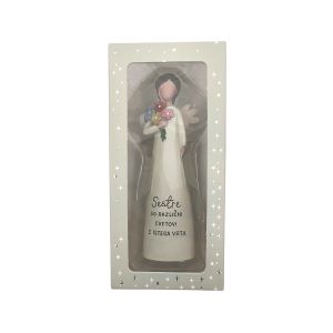 Keramični angel z napisom Sestre so različni cvetovi z istega vrta, 11 cm.