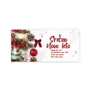 Komplet 10 voščilnic z novoletnim motivom, dimenzija 22x10 cm - amerikanka