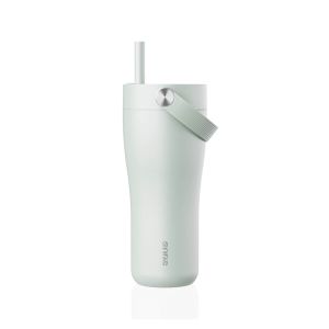 Eleganten velik termo lonček Carry z zložljivo slamico + ščetka za čiščenje slamice 600 ml, mint