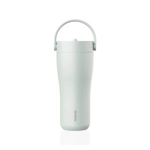 Eleganten velik termo lonček Carry z zložljivo slamico + ščetka za čiščenje slamice 600 ml, mint