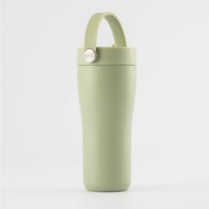 Eleganten velik termo lonček Carry z zložljivo slamico + ščetka za čiščenje slamice 600 ml, matcha