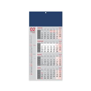 Stenski koledar, 4-mesečni poslovni, lepljen, moder, 2026, 201241-1, 30 x 63