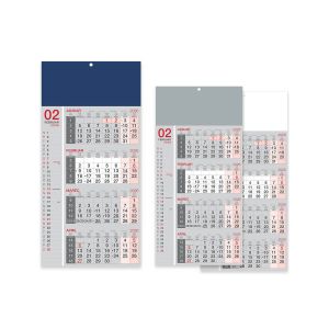 Stenski koledar, 4-mesečni poslovni, lepljen, moder, 2026, 201241-1, 30 x 63