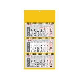 Stenski koledar, Poslovni 3-delni, špirala, rumen, 2026, 201223-3, 30 x 63