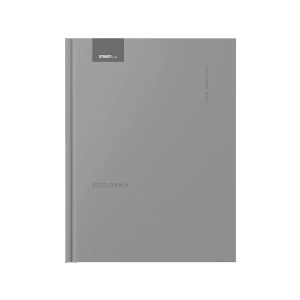 Poslovnik, 20 x 26,9 cm, črte, 192 strani, 80g beli papir, siv, 2026