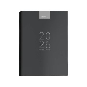 Dnevnik, z datumi, 17,2 x 24,3 cm, črte, 192 strani, 80g beli papir, črn, 2026
