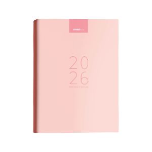 Dnevnik, z datumi, 17,2 x 24,3 cm, črte, 192 strani, 80g beli papir, roza, 2026
