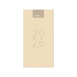 Planer, 8 x 16 cm, črte, 144 strani, 80g beli papir, bež, 2026