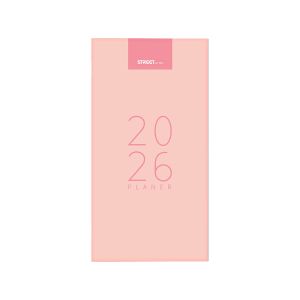 Planer, 8 x 16 cm, črte, 144 strani, 80g beli papir, roza, 2026
