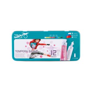 Tempera barve, Aero, 12 kom, v kovinski škatli