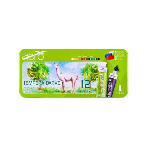 Tempera barve, Aero, 7,5 ml, 12 kom v kovinski škatli, motiv A