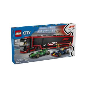 LEGO  City 60445 Tovornjak F1 z dirkalnikoma F1 RB20 in AMR24