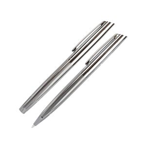 Pisalni set Wellington, vsebuje kemični svinčnik in rollerball, v darilnem pakiranju, srebrn.