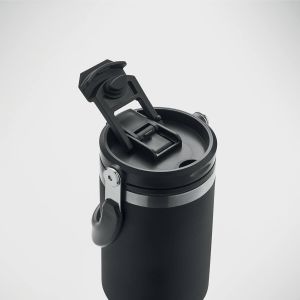 Lonček termo iz rec. nerjavečega jekla, s slamico, zložljivim ustnikom in odprtino za pitje. 850 ml