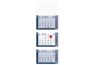 Stenski tri-delni POSLOVNI koledar s špiralo, bel, 2026