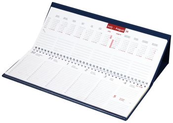 Namizni koledar s pvc podstavkom in blokom, moder, 2026