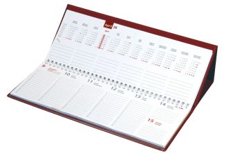 Namizni koledar s pvc podstavkom in blokom, bordo, 2026