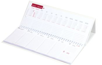 Namizni koledar s pvc podstavkom in blokom, bel, 2026