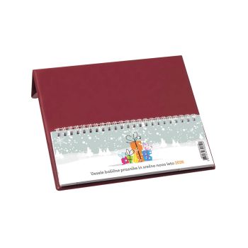 Namizni koledar, špirala, PVC, bordo, 2026