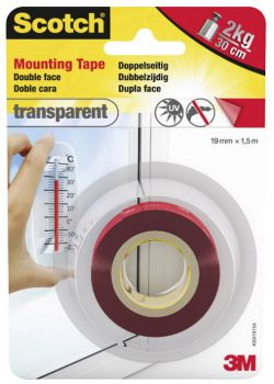 Obojestranski lepilni trak 19x1,5m prozoren