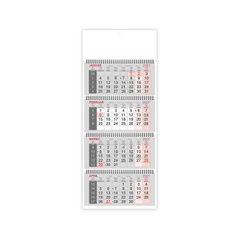 Stenski koledar, Poslovni 4-delni, špirala, bel, 2027, 201225-0, 30 x 79