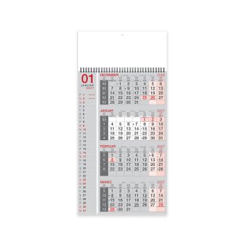 Stenski koledar, 4-mesečni poslovni, špirala, bel, 2027, 201240-0, 30 x 63