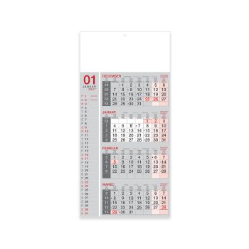 Stenski koledar, 4-mesečni poslovni, lepljen, bel, 2027, 201241-0, 30 x 63