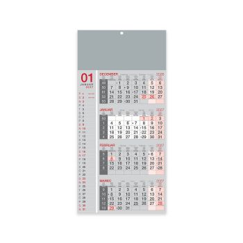 Stenski koledar, 4-mesečni poslovni, lepljen, siv, 2027, 201241-2, 30 x 63