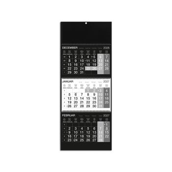 Stenski koledar, Poslovni 3-delni, špirala, specialen karton, črn, 2027, 201243-2, 25 x 67
