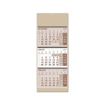 Stenski koledar, Poslovni 3-delni, špirala, specialen karton, bež, 2027, 201243-3, 25 x 67