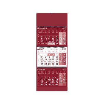 Stenski koledar, Poslovni 3-delni, špirala, specialen karton, bordo, 2027, 201243-4, 25 x 67