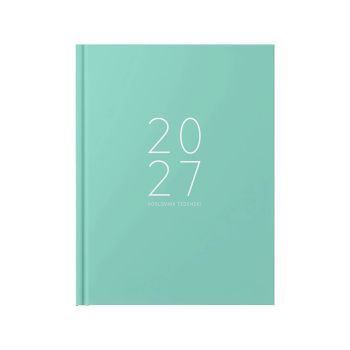 Poslovnik, tedenski z datumi, 20 x 26,9 cm, črte, 192 strani, 80g beli papir, turkiz, 2027