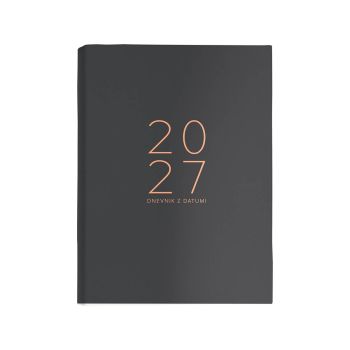 Dnevnik, z datumi, 17,2 x 24,3 cm, črte, 384 strani, 80g beli papir, črn, 2027