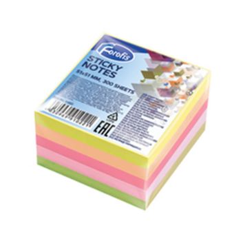 Samolepilni lističi v kocki, 51x51mm, 91022, mix neon barv, 400 listov