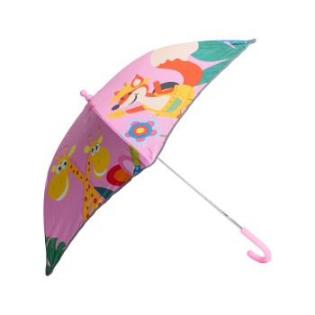 Otroški dežnik GREEDO ZOO plastični ročaj, ročno odpiranje, motiv zoo