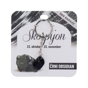 Obesek za ključe Zodiak, obsidian