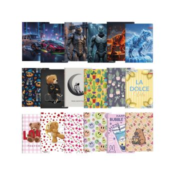 Zvezek A5 52 listni gladek Exclusive, 240g platnica, sortirani motivi