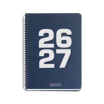 Šolski planer, dnevni, 10-mesečni, špiralni, 155x213mm, Navy 26/27