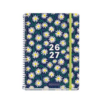 Šolski planer, dnevni, 10-mesečni, špiralni, 155x213mm, Daisies 26/27