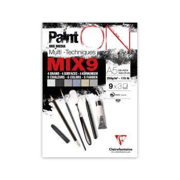 Blok paint on-mixed media A5, 27 l, 250g, 6 x barvni papir