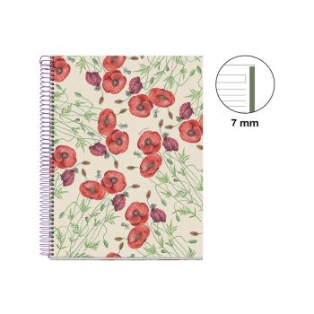 Špiralni zvezek, Miquelrius, A4, 80-listni, črtan, Papaver Rhoeas