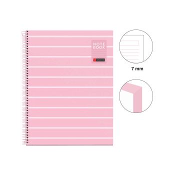 Špiralni zvezek, Miquelrius, A4, 80-listni, črtan, Between The Lines, Pink