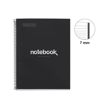 Špiralni zvezek, Miquelrius, A4, 80-listni, črtan, Emotions, Black