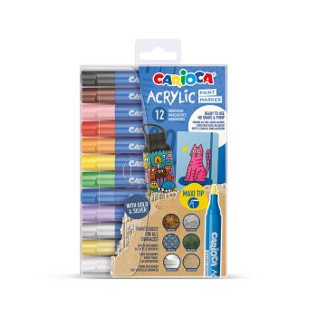 Flomastri, Carioca, akrilni, maxi, 12 kos, kartonska embalaža