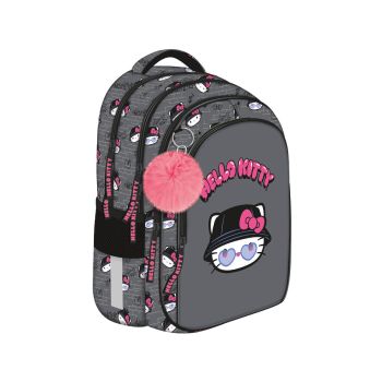 Šolski nahrbtnik 16" siv, HELLO KITTY