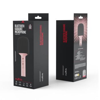 Mikrofon z Blutooth zvočnikom 5.0, funkcija karaoke, modelator zvoka, eko efekt, doseg 10m, roza.