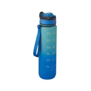 Flaška športna RPET s slamico, časovne oznake, enoročno odpiranje, varnostna zaponka, brez BPA, 1l